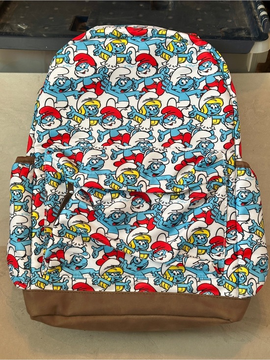 The Smurfs Other - The Smurfs Backpack Allover Smurf Collage Design Laptop Pocket Front Pocket